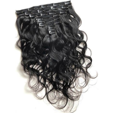 Clips für Haarverlängerungen mit Wasserwellenmuster, Naturhaarfarbe, 18 Zoll (1/5)