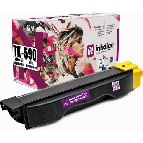Inkdigo Toner TK590Y kompatibel mit Kyocera ecosys M6026cdn FS-C2026MFP TÜV-zertifiziert (1/5)