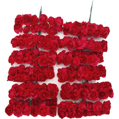 Fleur Artificielle DECORFLOR Roses de Prunier en Papier 144 Fleurs Rouge Grande pour DIY Décorations de Boîte Cadeau Couronne (1/5)