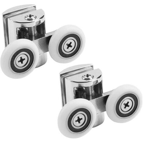 23MM 2Pcs Roulette Douche Doubles pour Porte de Douche Bas Roue de Remplacement (1/3)