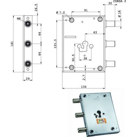 Cerradura Sic.Triple Cil. E63 Rfi661/640 Moia