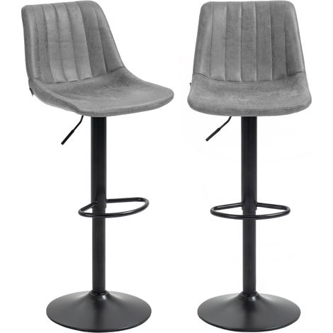 Set of 2 Leathaire Tub Bar Stools Grey (1/5)