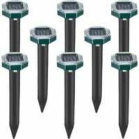 Lot de 8 pics repulsifs a ultrasons pour taupes, serpents et campagnols a energie solaire pour pelouse, jardin et cour, repulsif a sardines TRIMEC