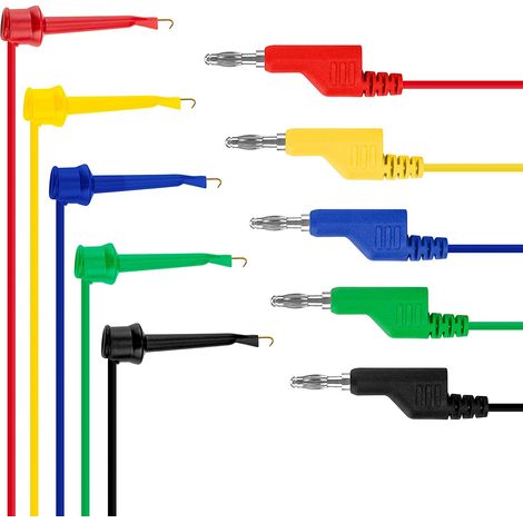 Pack of 5 Test Hooks Wire Stackable Banana Plug to Mini Multimeter Test Lead Sets Flexible Wire Leads 500 V / 5 V 39 (1/5)