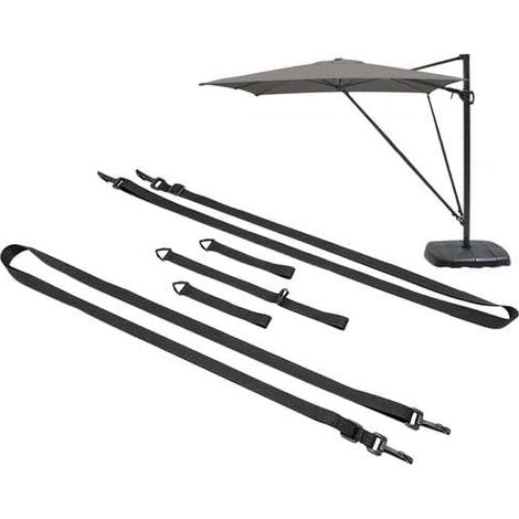 Correa de fijación de 5 piezas para sombrillas voladizas, cortavientos para sombrillas voladizas, correa ajustable resistente al viento para sombrillas voladizas, correa fija resistente a la intemperi (1/5)