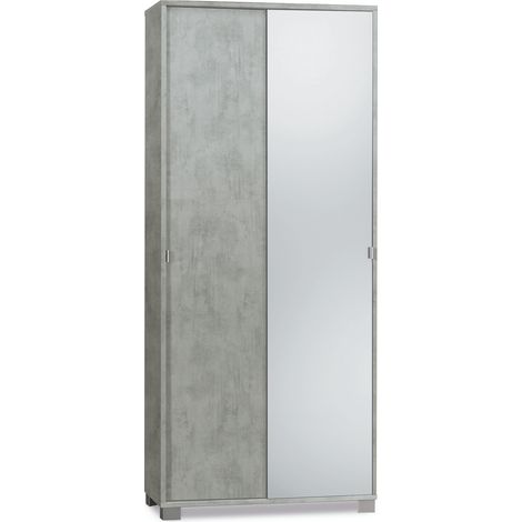 Mobile 2 Ante Scorrevoli Specchio 82L x 41P x h190 – Finitura Cemento con Specchio – Sarmog (1/5)