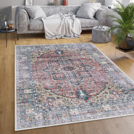 Paco Home Teppich Wohnzimmer Flachgewebe Orient Marokkanisch Ornamente Vintage Waschbar 60x100 cm, Bunt 2
