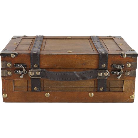 Coffre en bois portable vintage vieilli multifonctionnel, petit coffre de rangement pour vêtements, jouets, accessoire photo (1/5)