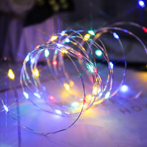 Guirlande lumineuse à piles, 50 micro LED multicolores pour mariages, fêtes, Noël, sapins de Noël, maison, fil de cuivre, 5 m (1/5)
