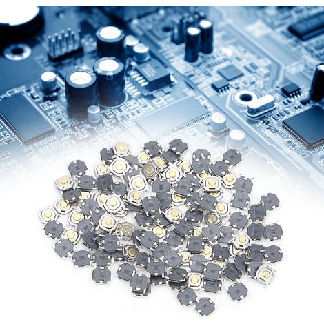 Lot de 100 boutons-poussoirs tactiles en plastique, LED SMD 4 x 4 x 1,5 mm (1/5)