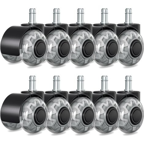 Wolketon Rotelle per sedie 10 pezzi Rotelle per sedie da ufficio con rotazione di 360 gradi contro i graffi Rotelle per sedie 11x22mm piacevoli e silenziose