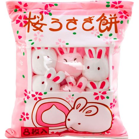 Coussin décoratif mignon en peluche, motif lapins Sakura, amovible, avec peluche, idéal pour la décoration et les cadeaux (35-50). (1/4)