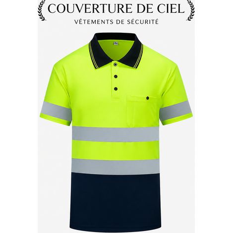 Polo de travail haute visibilité réfléchissant vert fluorescent et bleu marine taille XL réf 2811 1 kg – Livraison gratuite