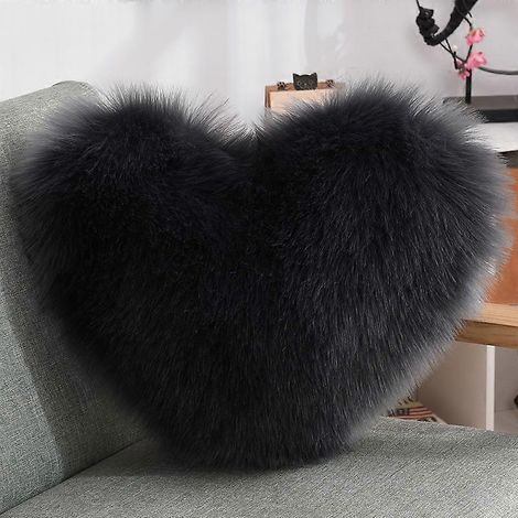 Filiyano-Coussin en forme de cœur moelleux, coussin décoratif en fausse fourrure douce avec garniture, coussin de canapé en forme de cœur pour canapé