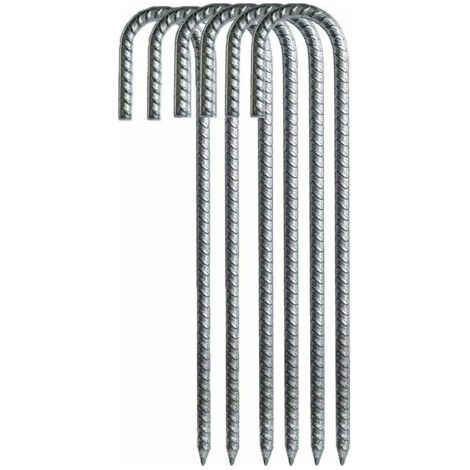 Piquet de sol, crochet en J en acier galvanisé très résistant pour balançoire d'abri de trampoline de tente de camping (12, 6-Pack)