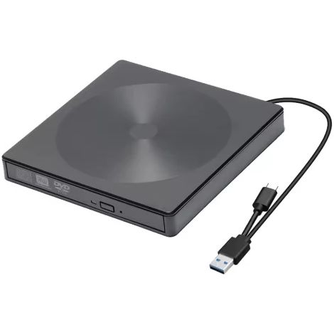 Lecteur DVD/CD/lecteur de cartes externe USB (DVD-ROM/CD-ROM, USB 3.0/USB 2.0/Type-C), compatible avec les ordinateurs de bureau PC. (1/5)