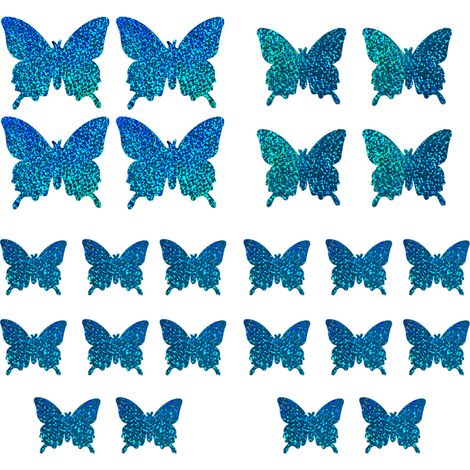 Décoration murale papillons, lot de 24, autocollants papillons 3D aimantés pour décorations de fête (colorés, 24 pièces) (1/5)