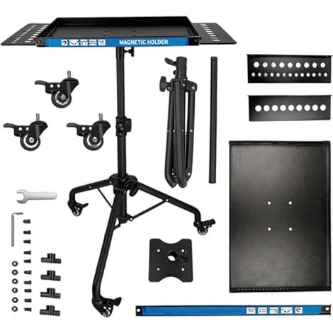 Chariot Plateau à Outils Roulant, établi Mobile avec Bande Magnétique, Chariot de Tatouage en Métal Réglable en Hauteur, Support Organiseur d'outils Polyvalent pour Salon, Atelier et Garage (1/5)