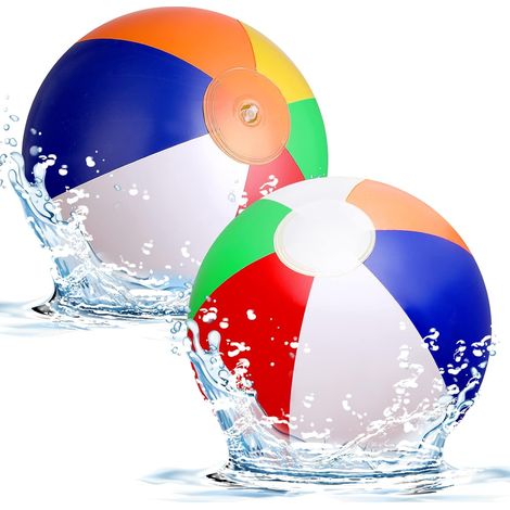 Ballons de plage gonflables de 33 cm (lot de 2) - Ballons de plage gonflables pour piscine, jouets aquatiques pour jeux de piscine, jouets de plage d'été (1/5)