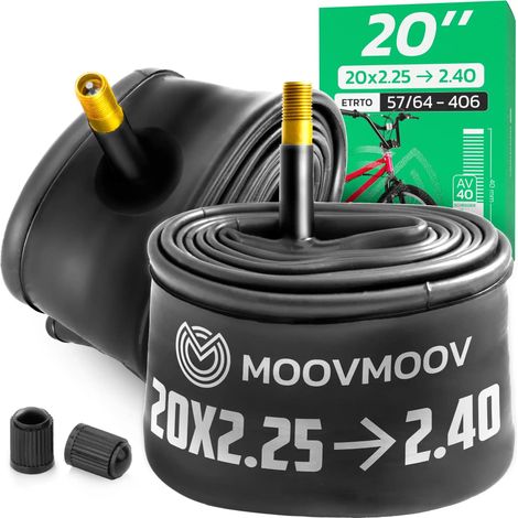 Chambre à air 20 pouces - Pour pneus de 20x2.25 à 20x2.40 - ETRTO 54-406 à 64-406 - Valve Schrader 40 mm - Lot de 2 (1/5)