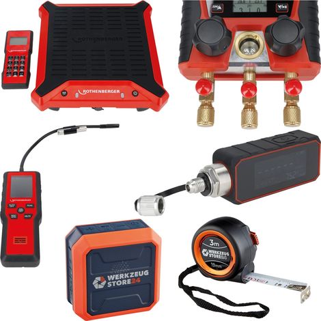 ROTHENBERGER ROVAC PRO Medidor de vacío digital + ROLEAK PRO Detector de fugas IR + ROCOOL MINI Manómetro digital + ROSCALE 150 Balanza de refrigerante + Altavoz Bluetooth - 1000005061-5063-5060-5062-