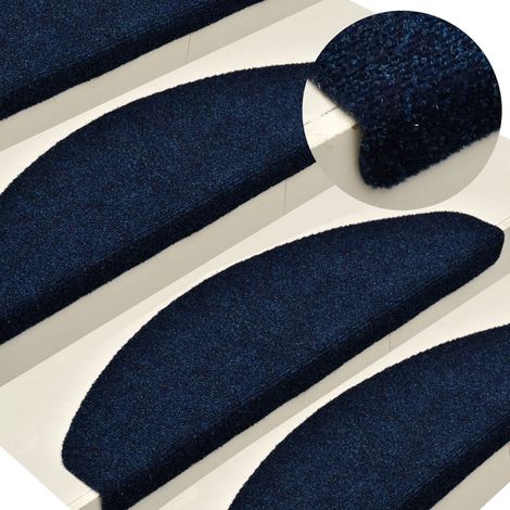 Lot de 5 Tapis autoadhésifs Tapis d'escalier Tapis de marche Marchette Escalier Bleu marine 56x17x3 cm Aiguilleté 13211 (1/5)