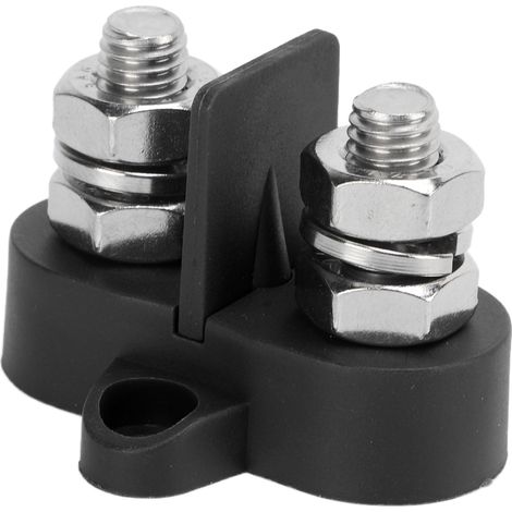 Barre de distribution électrique DC 48V, bornier isolé double positif M8 5/16in, jeu de 2 bornes à vis avec entretoise, couleur noire, pour jonction et câblage de puissance. (1/5)
