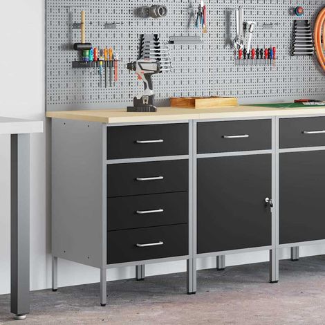 Mobile da lavoro 2 pcs Nero e Grigio 100 x 55 x 85 cm vidaXL