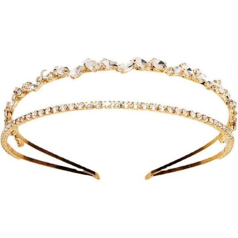 Modische Modische Kopfbedeckung doppellagiges Strass Stirnband Ab (1/4)