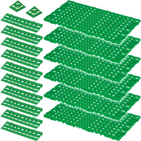BRB Lot de 18 pièces de 2,4 m2 de base en plastique PE-HD résistant de qualité alimentaire Vert (1/3)