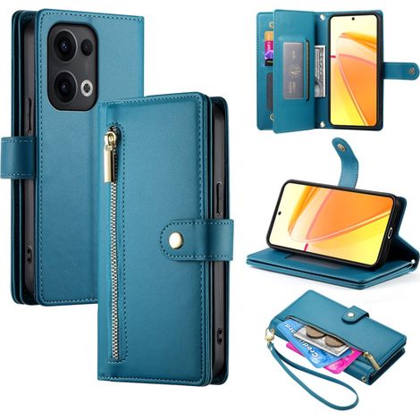 Funda tipo cartera con cremallera para Oppo Reno 13 Pro 5G, color azul. (1/5)