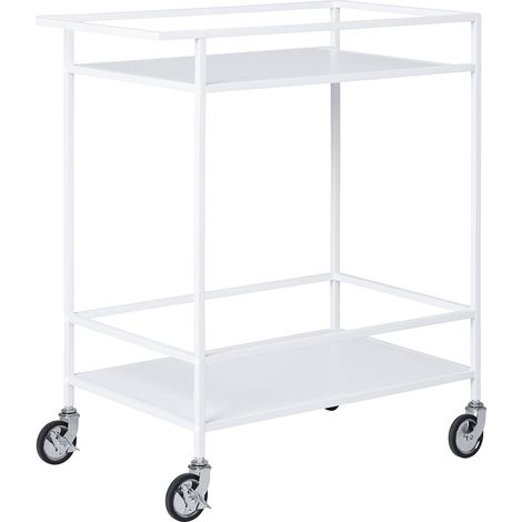 Vita Küchenmöbel auf Rollen Barwagen 2 Regale weiß.
