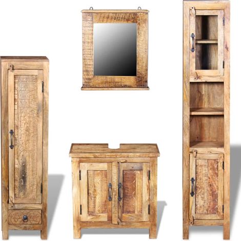Vanity Cabinet with Mirror and 2 Side Cabinets Solid Mango Wood vidaXL (1/5)