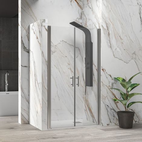 Porta doccia 2 battenti 150-155cm vetro trasparente KS2800 Saloon kamalu (1/5)