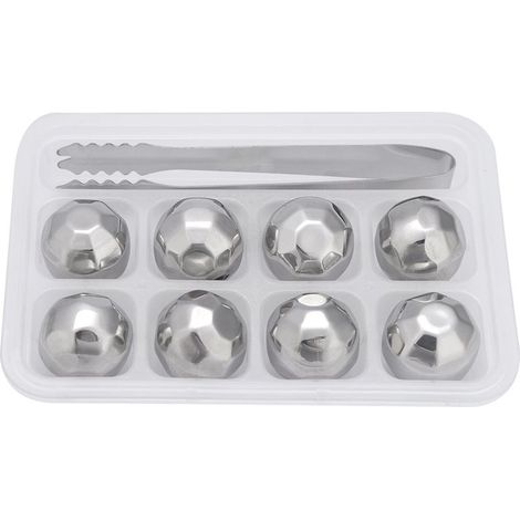 Eiskugeln aus Edelstahl zum Kühlen von Wein, Whisky und anderen Getränken - Kühlsteine mit Zange (Diamond) (1/5)