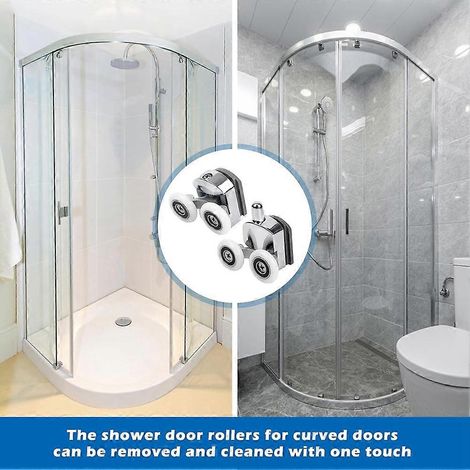 Roulettes pour porte de douche incurvée, lot de 8 roulettes de rechange pour porte de douche en verre, pour salle de bain incurvée (1/5)