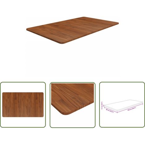 The Living Store Comptoir de salle de bain Marron foncé 100x60x1,5cm Bois traité - Comptoir Salle De Bain - Dessus De Table - Meuble Salle De Bain - Bois Chêne - Rénovation Cuisine (1/4)