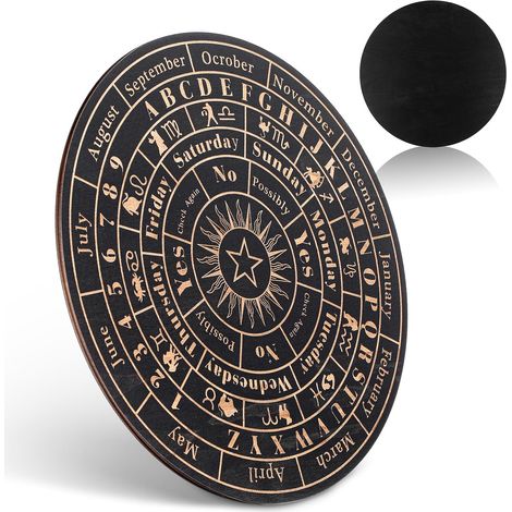 Planche à Pendule Circulaire en Bois Foncé pour Divination et Recherche de Réponses, Décoration Intérieure Maison Élégante Design Rustique (1/5)