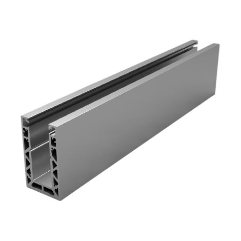 Profilé aluminium de sol pour garde-corps en verre - Pose à la française - Compatible verre feuilleté trempé - Pack 2 m - Aluminium anodisé alu mat – Résistance 1 kN – Intérieur / Extérieur