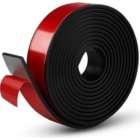 Striscia in gomma neoprene con retro adesivo, guarnizione solida per lavori artigianali, fai da te, pavimenti di magazzini, 2,5 cm x 3 mm x 292 cm, nera. (1/5)