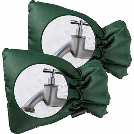 Set von 2 Schutzabdeckungen - dicker Schutz für einen externen Wasserhahn gegen Gel - wasserdicht - Grün (1/5)
