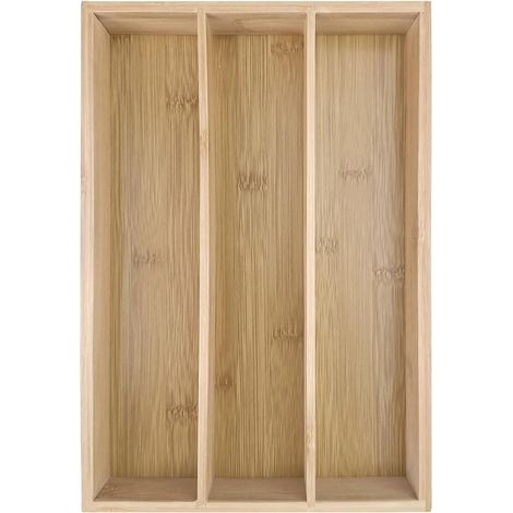 Range-couverts en bambou, porte-couverts en bambou avec 3 compartiments, tiroir de cuisine, range-couverts en bambou, range-couverts en bambou (1/5)