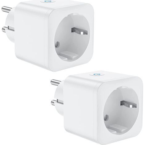 Intelligente WLAN-Steckdose, 16A 3300W, kompatibel mit Alexa und Google Home, mit Sprach- und Fernbedienungssteuerung, Zeitschaltuhr mit Timerfunktion (2er-Pack) (1/5)