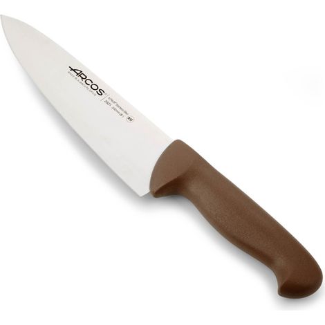 Coltello da cuoco Arcos Colore - Prof. 292128 in acciaio inox Nitrum e mango ergonomico marrone Polipropilene e 20 lama cm, coperchio espositivo