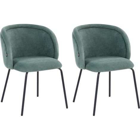Conjunto de 2 sillas de comedor tapizadas sin reposabrazos diseño retro base de metal verde claro Sarasota (1/5)