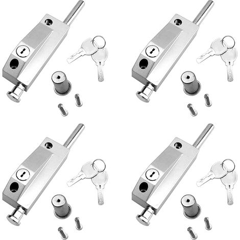 4X Serrure de Porte Coulissante pour Portes-FenêTres en Verre Serrure de SéCurité Auxiliaire ArgentéE Serrure de Porte en Verre Serrure à Mortaiser (1/5)