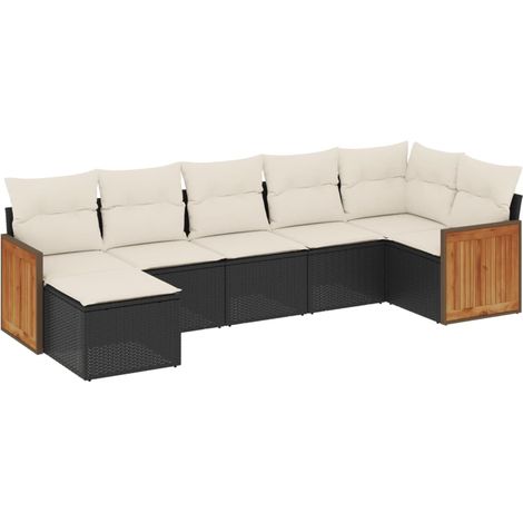 Maison Exclusive - Set Divani da Giardino con Cuscini 7pz Nero Polyrattan (1/5)