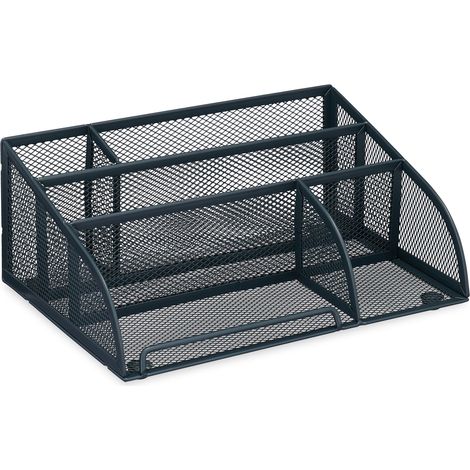Pratico organizer da scrivania a 5 scomparti 12 x 25 x 10 cm in acciaio antracite 130012709
