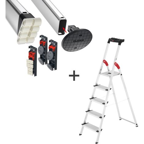 Escabeau 5 marches extra larges Hailo ProfiStep XXL + Embouts EasyClix Garden & Living (1/5)