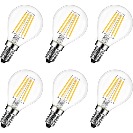 Lot de 6 Ampoules LED E14 6W 2700K - Remplace 60W, Style de Filament de Lampe Rustique (Blanc Chaud) (1/4)